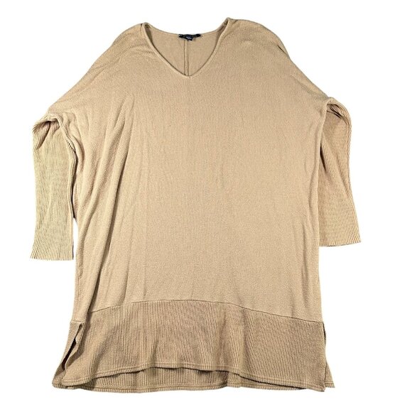 American Eagle Sweater Womens Medium Tan Oversized Pullover Ribbed Knit Tunic - Picture 1 of 11